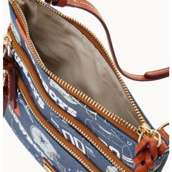 DOONEY & BOURKE DALLAS COWBOYS NFL FOOTBALL TRIPLE ZIP CROSSBODY PURSE - Picture 2 of 5